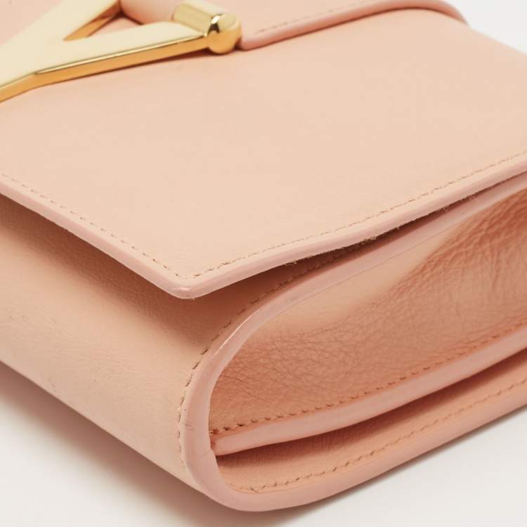 Pre Owned Saint Laurent Peach Leather Y-Ligne Chain Crossbody Bag
