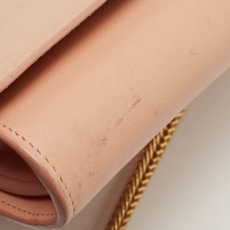 Pre Owned Saint Laurent Peach Leather Y-Ligne Chain Crossbody Bag