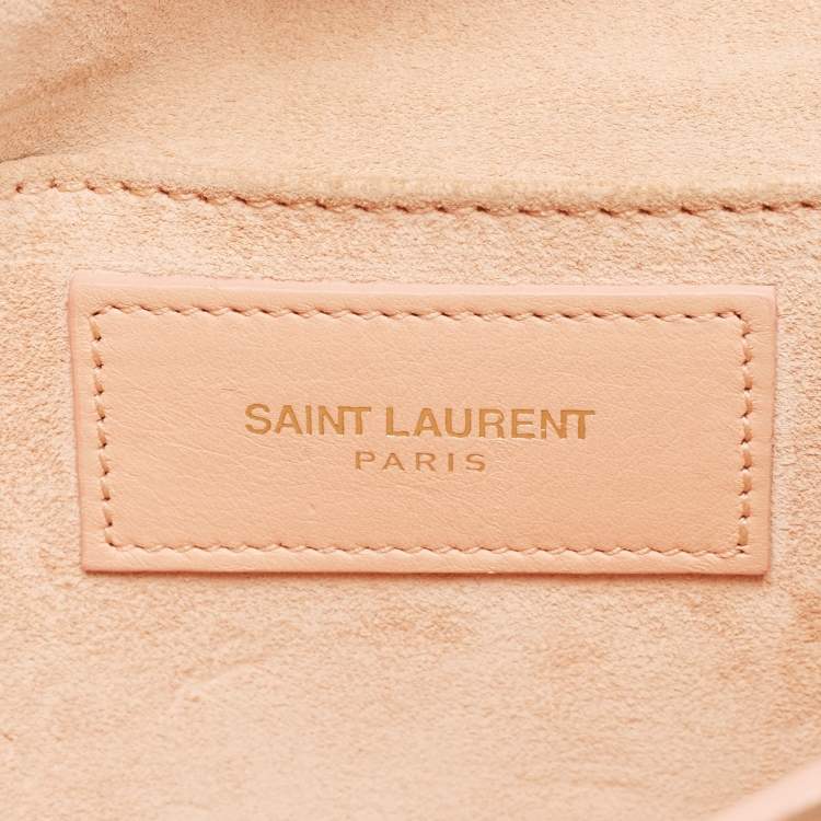 Pre Owned Saint Laurent Peach Leather Y-Ligne Chain Crossbody Bag