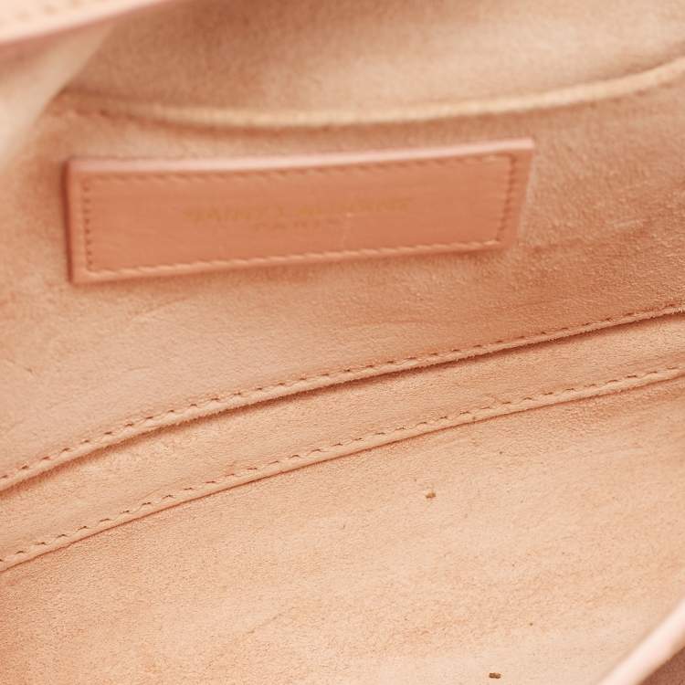 Pre Owned Saint Laurent Peach Leather Y-Ligne Chain Crossbody Bag
