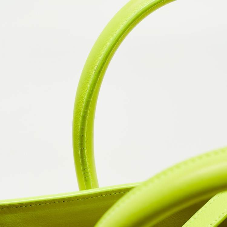 Pre Owned Saint Laurent Neon Green Leather Small Classic Sac De Jour Tote