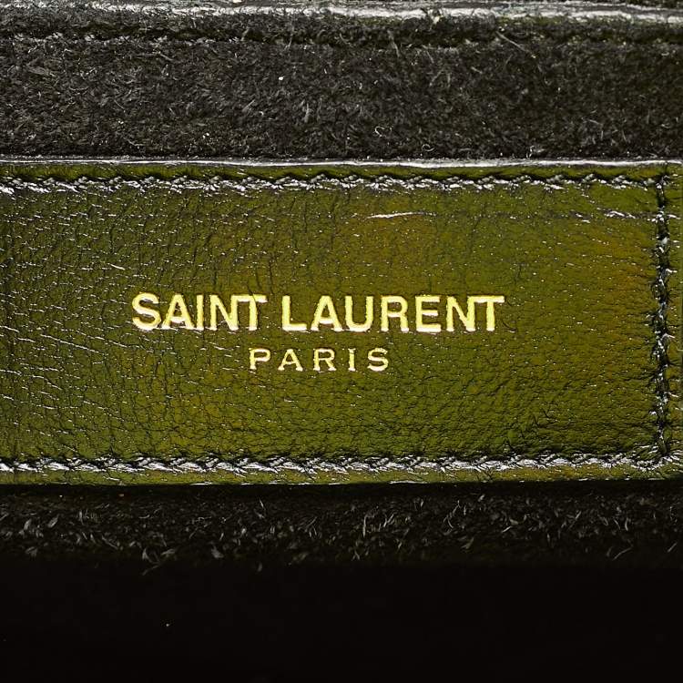 Pre Owned Saint Laurent Neon Green Leather Small Classic Sac De Jour Tote