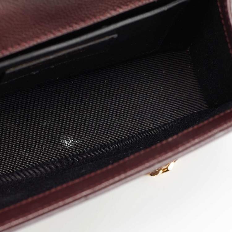 Pre Owned Saint Laurent Burgundy Leather Small Monogram Kate Chain Bag