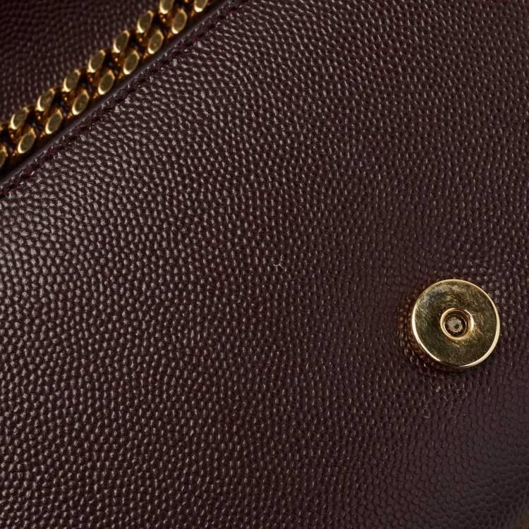 Pre Owned Saint Laurent Burgundy Leather Small Monogram Kate Chain Bag
