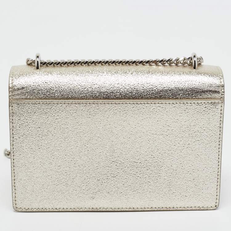Pre Owned Saint Laurent Gold Textured Leather Mini Sunset Chain Bag
