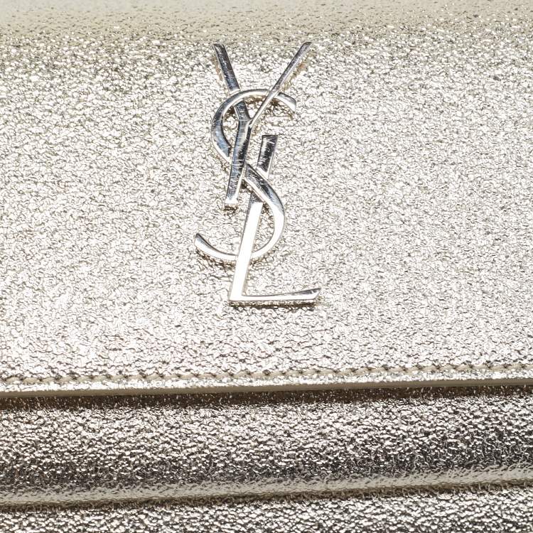 Pre Owned Saint Laurent Gold Textured Leather Mini Sunset Chain Bag