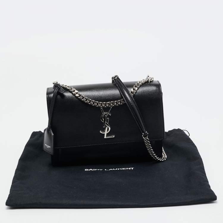 Pre Owned Saint Laurent Black Leather Medium Sunset Shoulder Bag