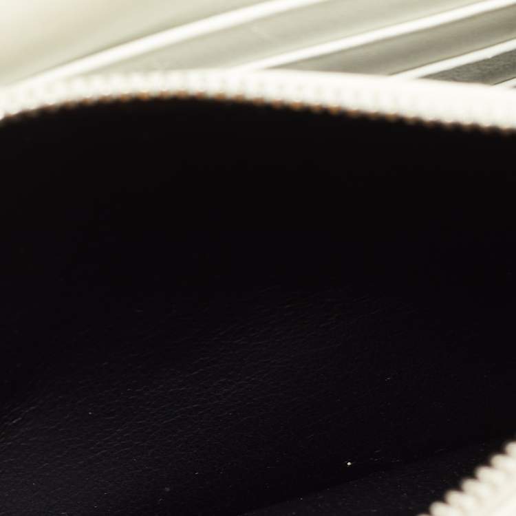 Pre Owned Saint Laurent White Croc Embossed Leather Kate Tassel Chain Wallet