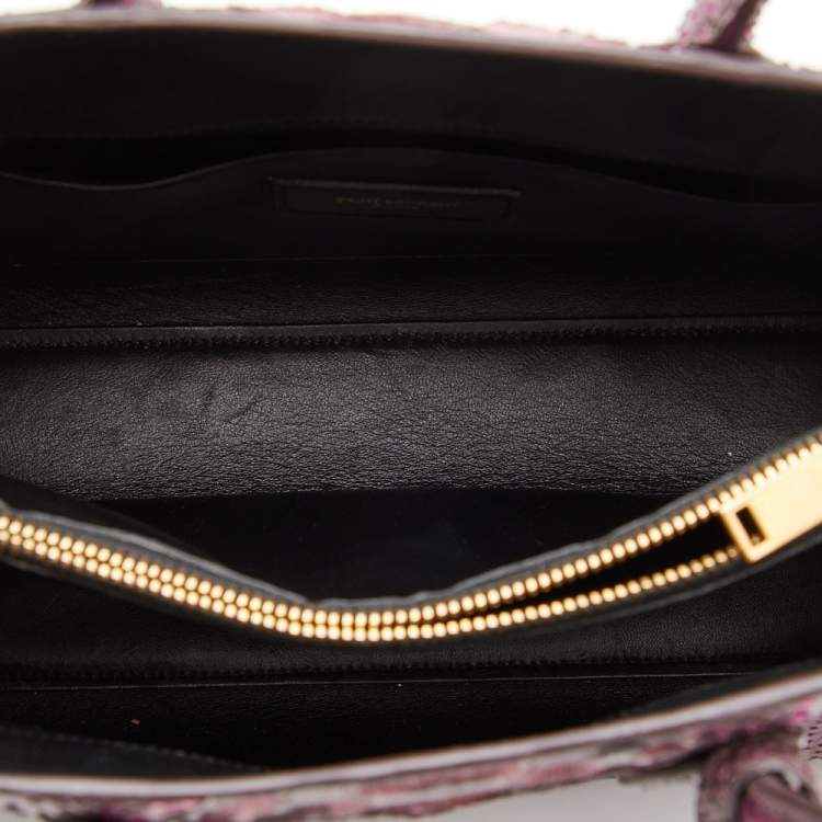 Pre Owned Saint Laurent Pink/Brown Python Leather Baby Classic Sac De Jour Tote