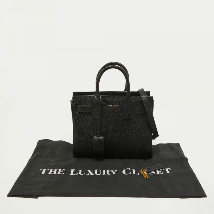 Pre Owned Saint Laurent Black Leather Nano Classic Sac De Jour Tote