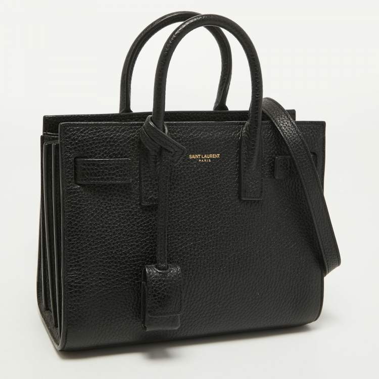 Pre Owned Saint Laurent Black Leather Nano Classic Sac De Jour Tote