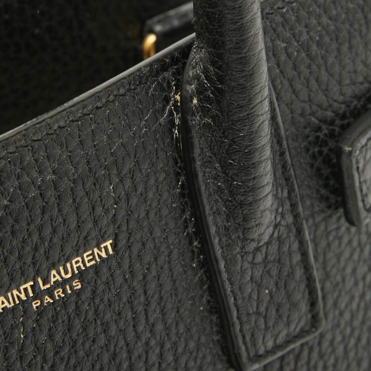 Pre Owned Saint Laurent Black Leather Nano Classic Sac De Jour Tote