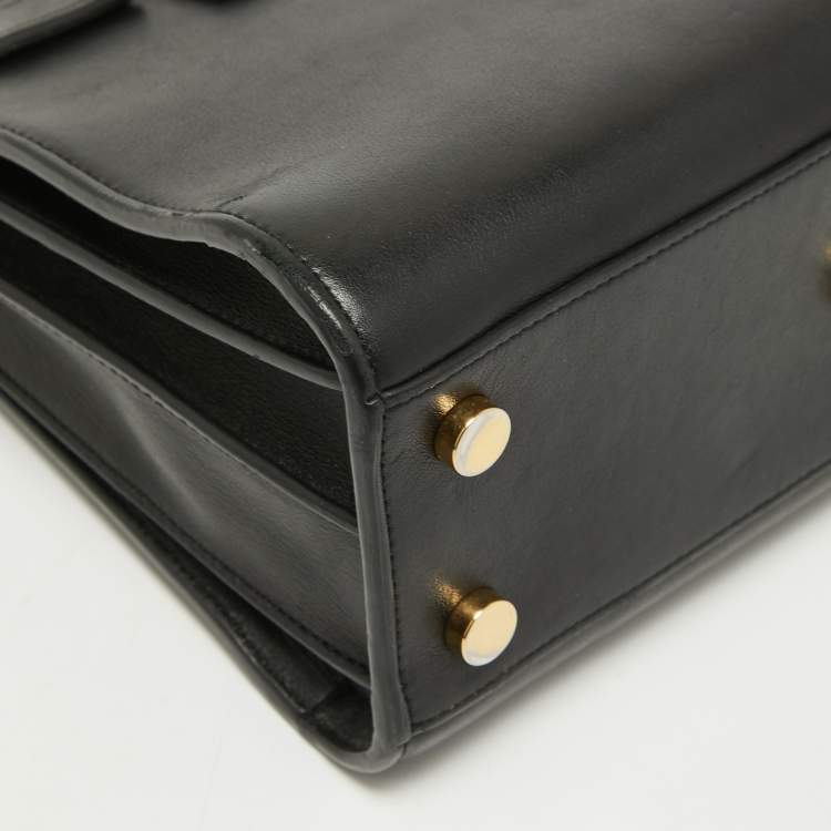 Pre Owned Saint Laurent Black Leather Nano Classic Sac De Jour Tote