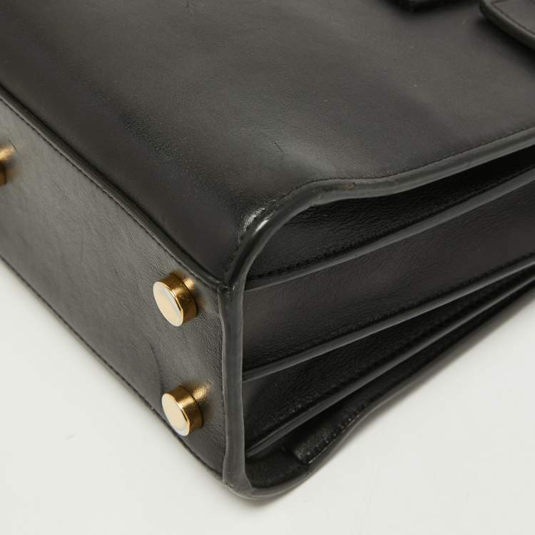 Pre Owned Saint Laurent Black Leather Nano Classic Sac De Jour Tote