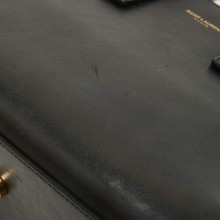 Pre Owned Saint Laurent Black Leather Nano Classic Sac De Jour Tote