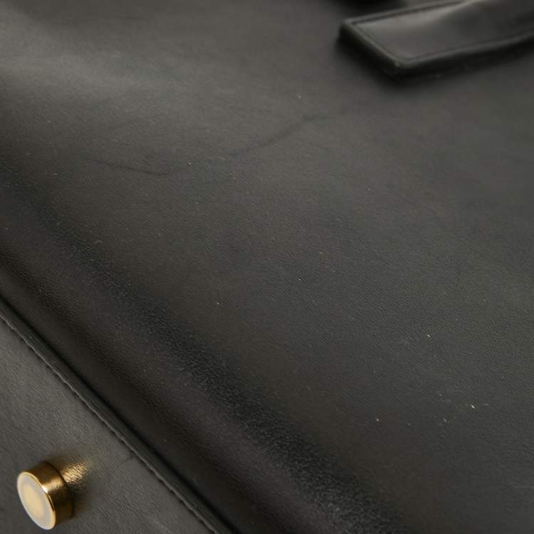 Pre Owned Saint Laurent Black Leather Nano Classic Sac De Jour Tote