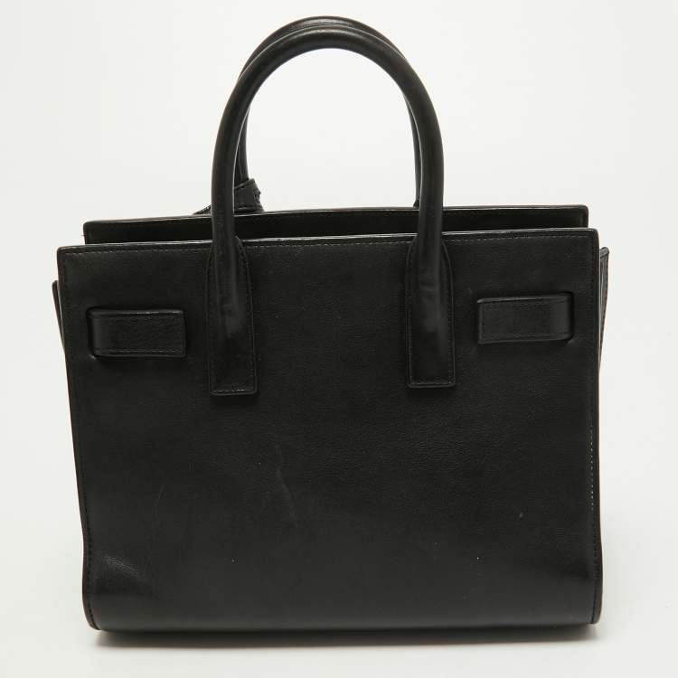 Pre Owned Saint Laurent Black Leather Nano Classic Sac De Jour Tote