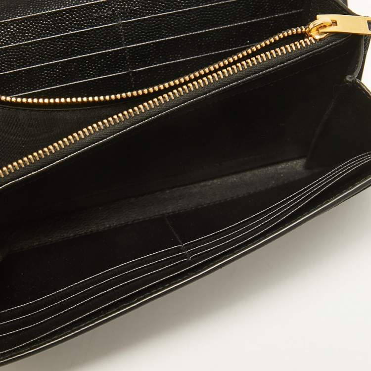 Saint Laurent Ysl Monogram Continental Zip-Around Wallet Black