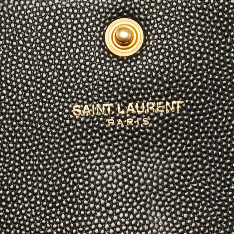مملوكة مسبقًا Saint Laurent Black Leather Monogram Flap Continental Wallet