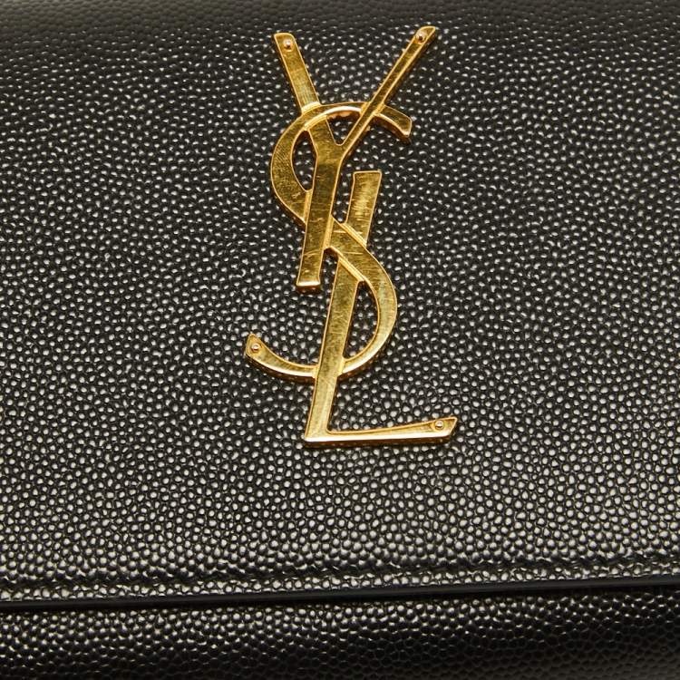مملوكة مسبقًا Saint Laurent Black Leather Monogram Flap Continental Wallet