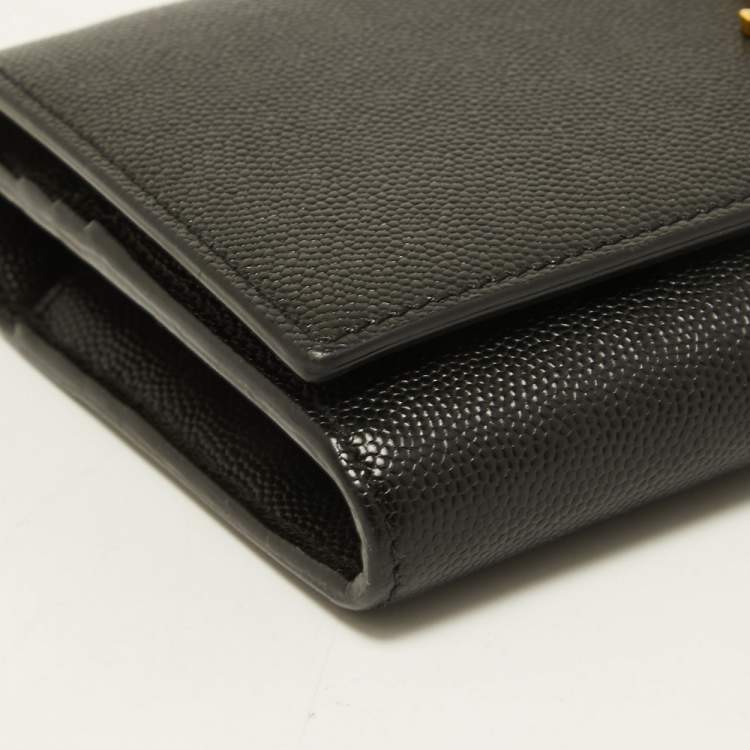 مملوكة مسبقًا Saint Laurent Black Leather Monogram Flap Continental Wallet