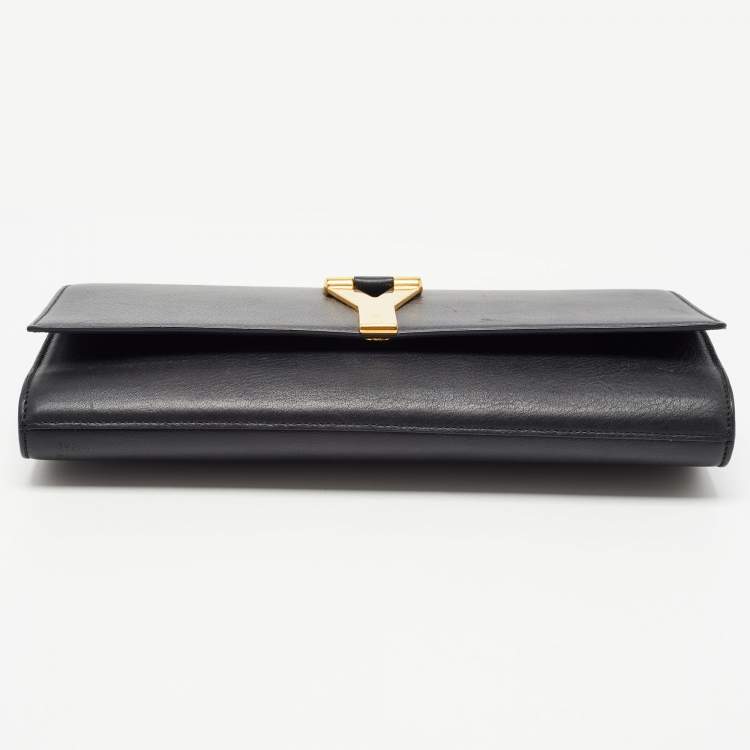 Pre Owned Saint Laurent Black Leather Ligne Y Clutch