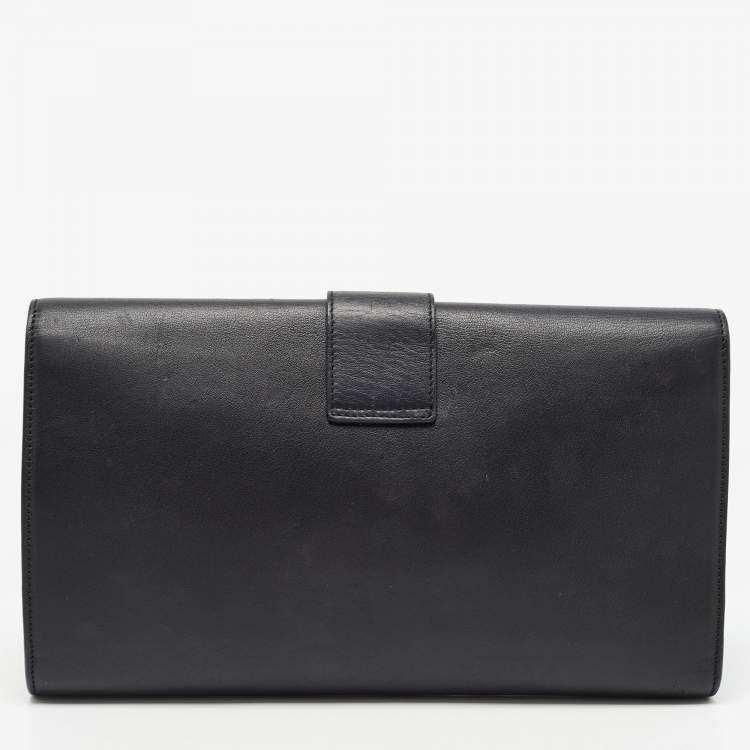 Pre Owned Saint Laurent Black Leather Ligne Y Clutch