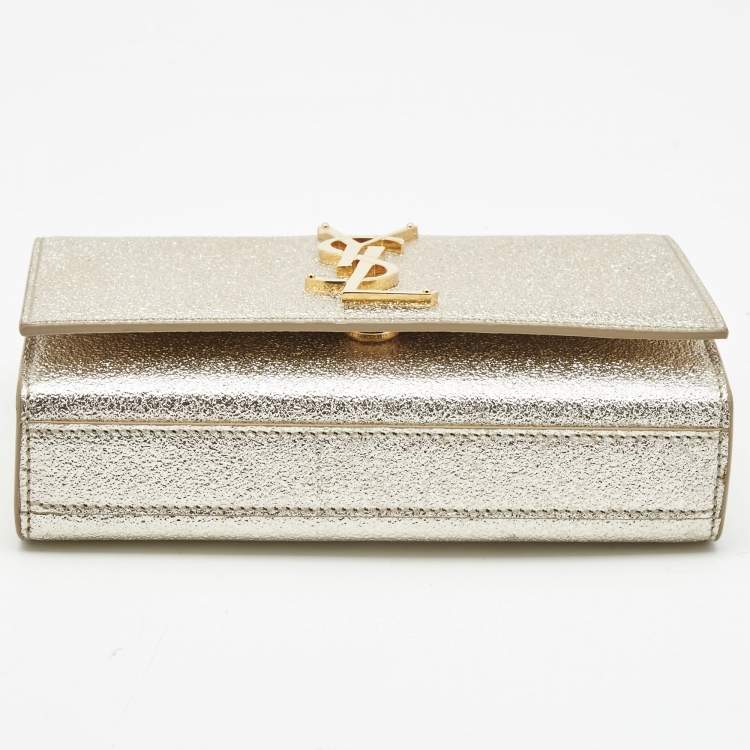 مملوكة مسبقًا Saint Laurent Pale Gold Leather Small Monogram Kate Shoulder Bag