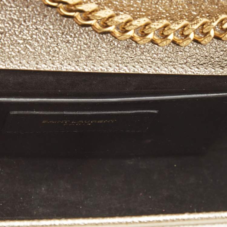 مملوكة مسبقًا Saint Laurent Pale Gold Leather Small Monogram Kate Shoulder Bag