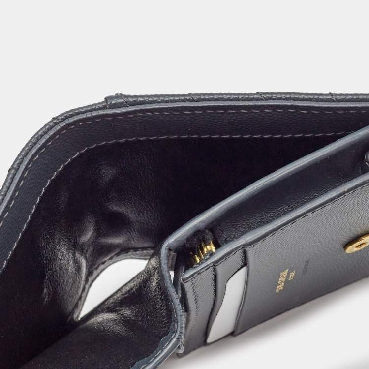 Pre Owned Saint Laurent Dark Grey Matelasse Leather Monogram Card Case