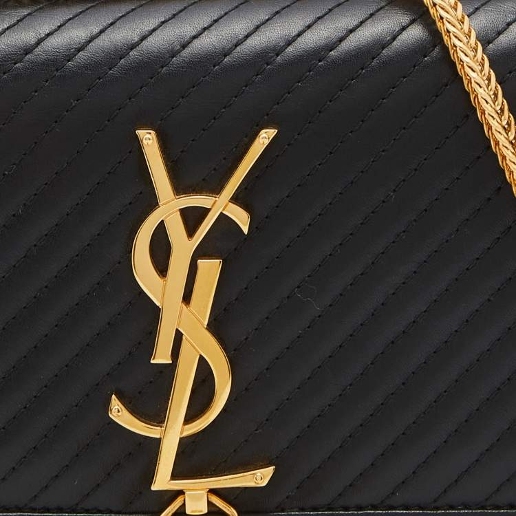 Pre Owned Saint Laurent Black Leather Kate Tassel Chain Flap Shoulder Bag