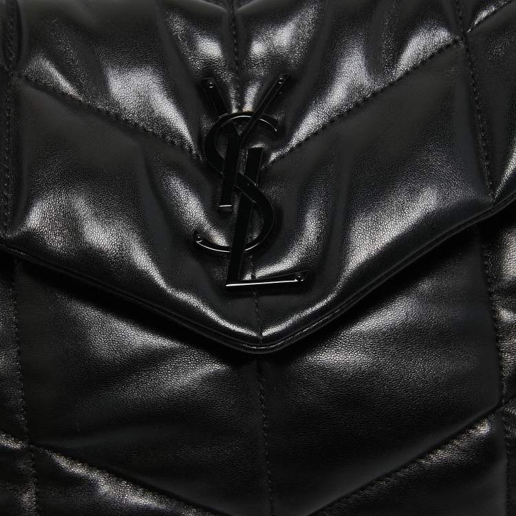 Pre Owned Saint Laurent Black Quilted Leather Small Puffer Chain Shoulder Bag