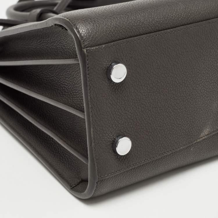 Pre Owned Saint Laurent Dark Grey Leather Baby Classic Sac De Jour Tote