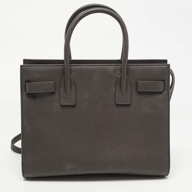 Pre Owned Saint Laurent Dark Grey Leather Baby Classic Sac De Jour Tote
