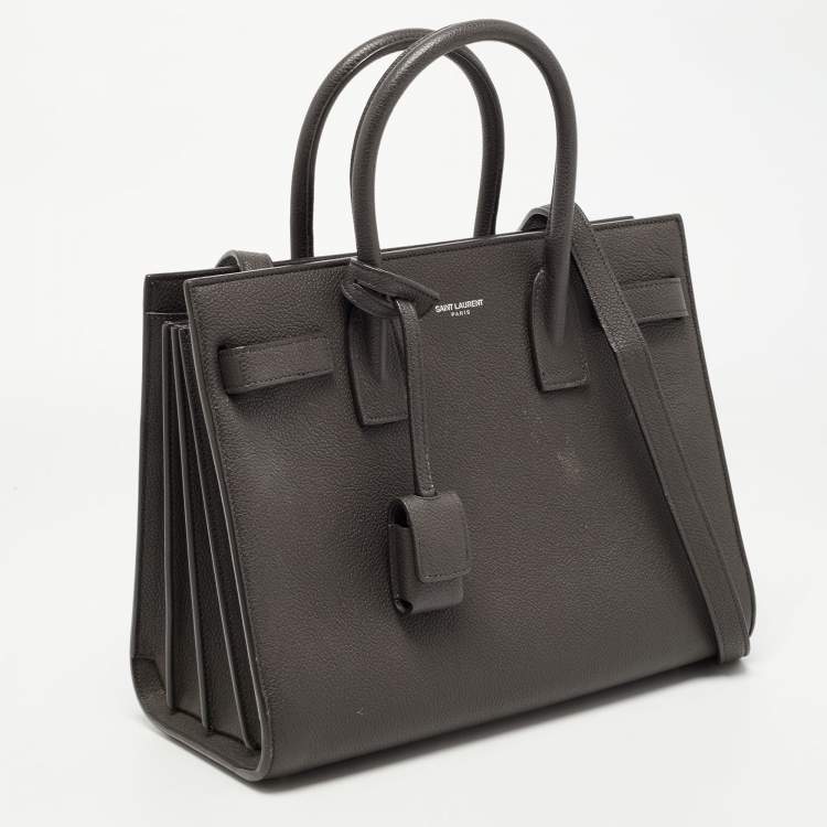 Pre Owned Saint Laurent Dark Grey Leather Baby Classic Sac De Jour Tote