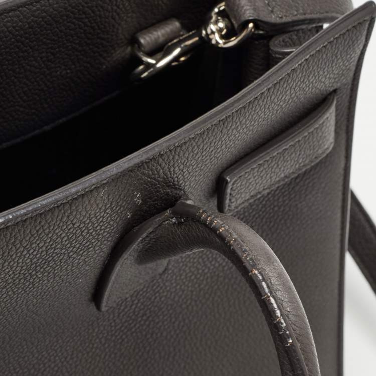 Pre Owned Saint Laurent Dark Grey Leather Baby Classic Sac De Jour Tote