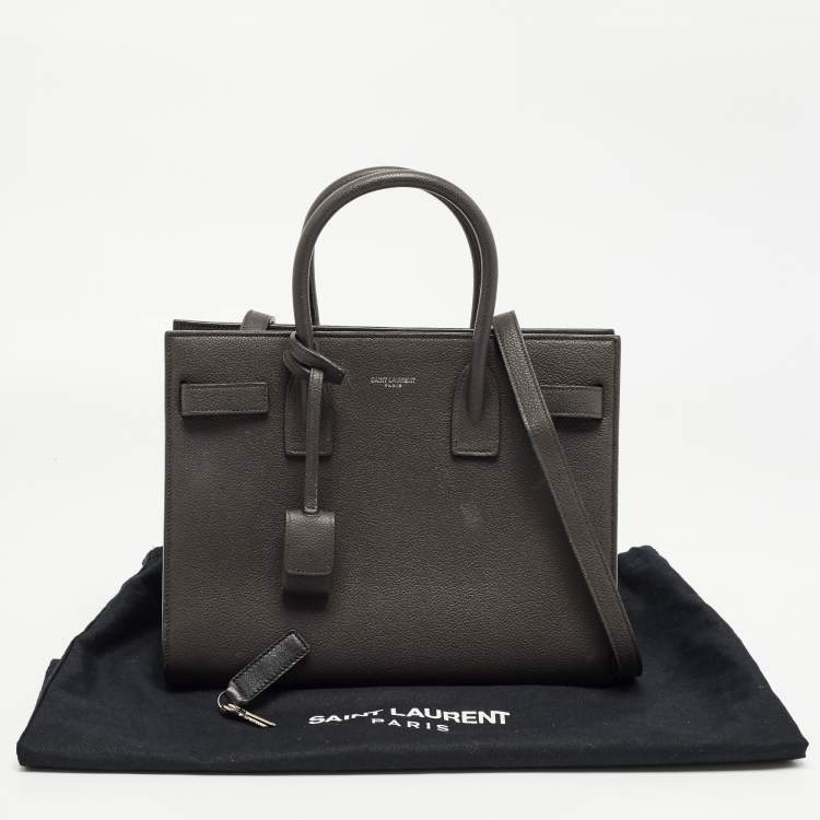 Pre Owned Saint Laurent Dark Grey Leather Baby Classic Sac De Jour Tote