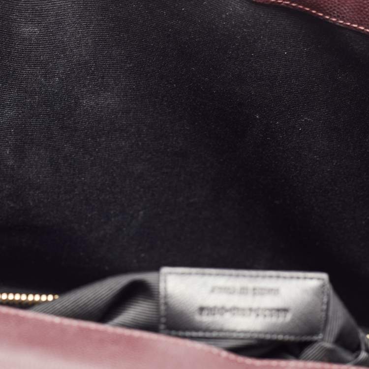 Pre Owned Saint Laurent Burgundy Matelassé Leather Large Monogram Envelope Shoulder Bag