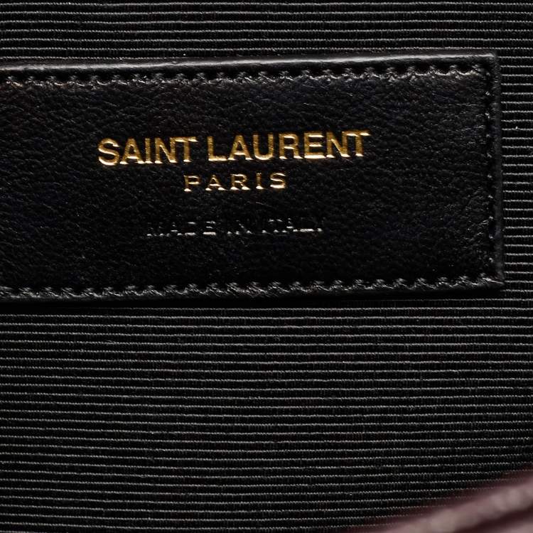 Pre Owned Saint Laurent Burgundy Matelassé Leather Large Monogram Envelope Shoulder Bag