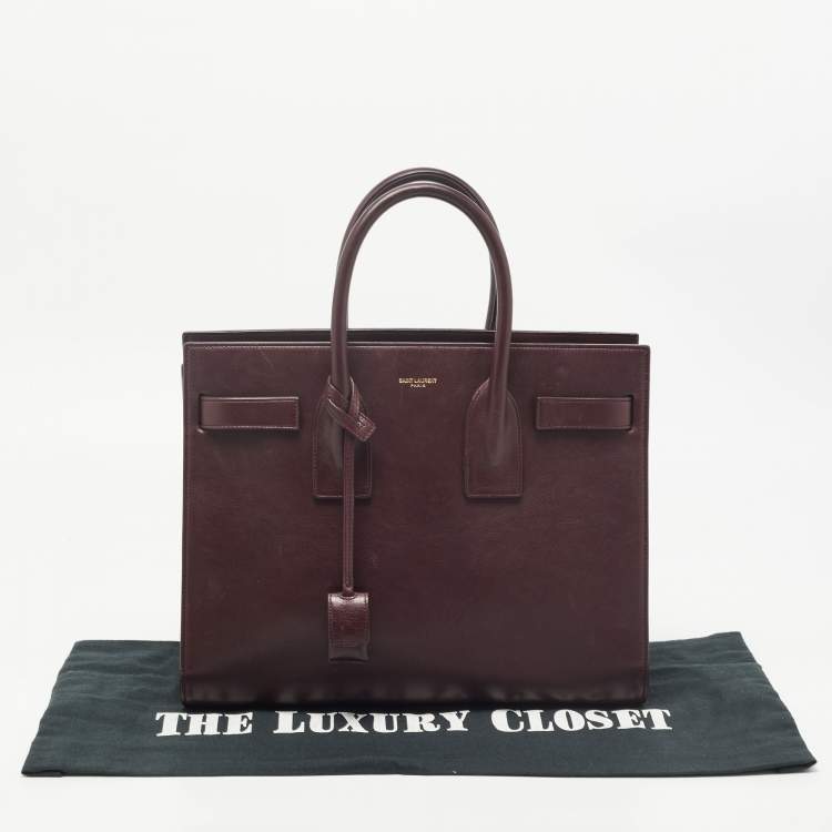 Pre Owned Saint Laurent Burgundy Leather Small Classic Sac De Jour Tote