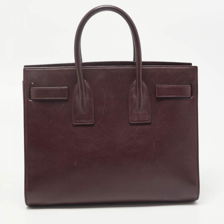 Pre Owned Saint Laurent Burgundy Leather Small Classic Sac De Jour Tote