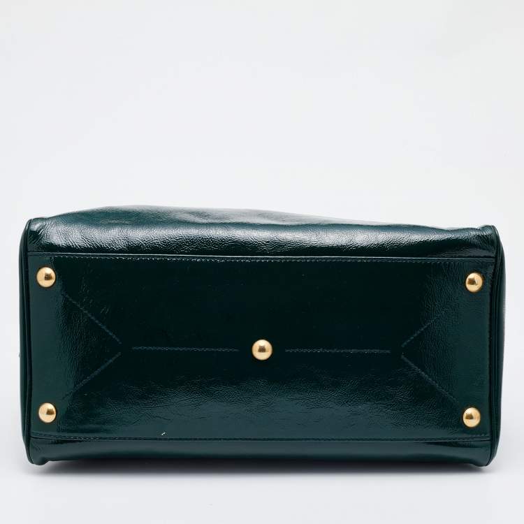Pre Owned Saint Laurent Green Patent Leather Medium Majorelle Satchel
