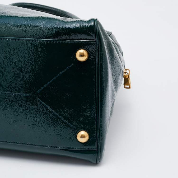 Pre Owned Saint Laurent Green Patent Leather Medium Majorelle Satchel