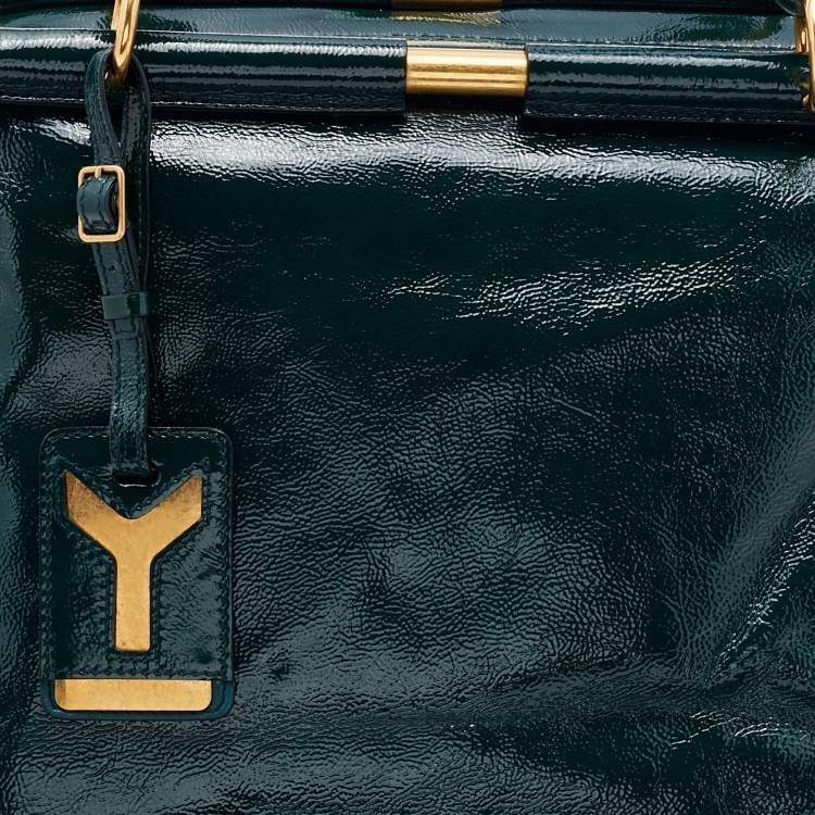 Pre Owned Saint Laurent Green Patent Leather Medium Majorelle Satchel