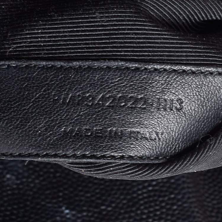 Pre Owned Saint Laurent Black Chevron Leather Monogram Chain Cassandre Tote