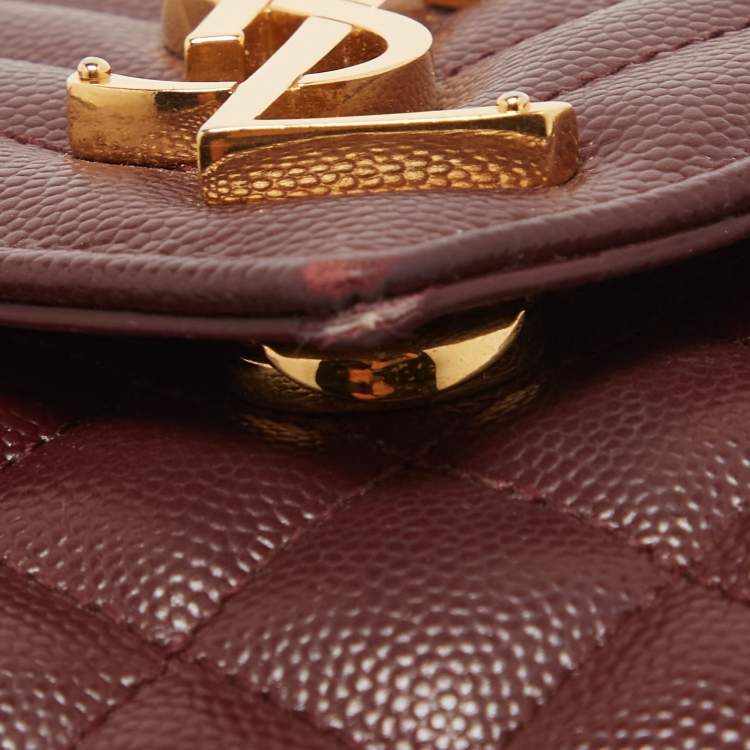 Pre Owned Saint Laurent Medium Burgundy Mix Matelasse Leather Medium Envelope Chain Bag