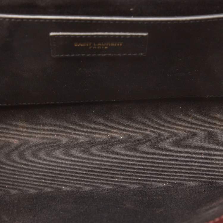 Pre Owned Saint Laurent Medium Burgundy Mix Matelasse Leather Medium Envelope Chain Bag