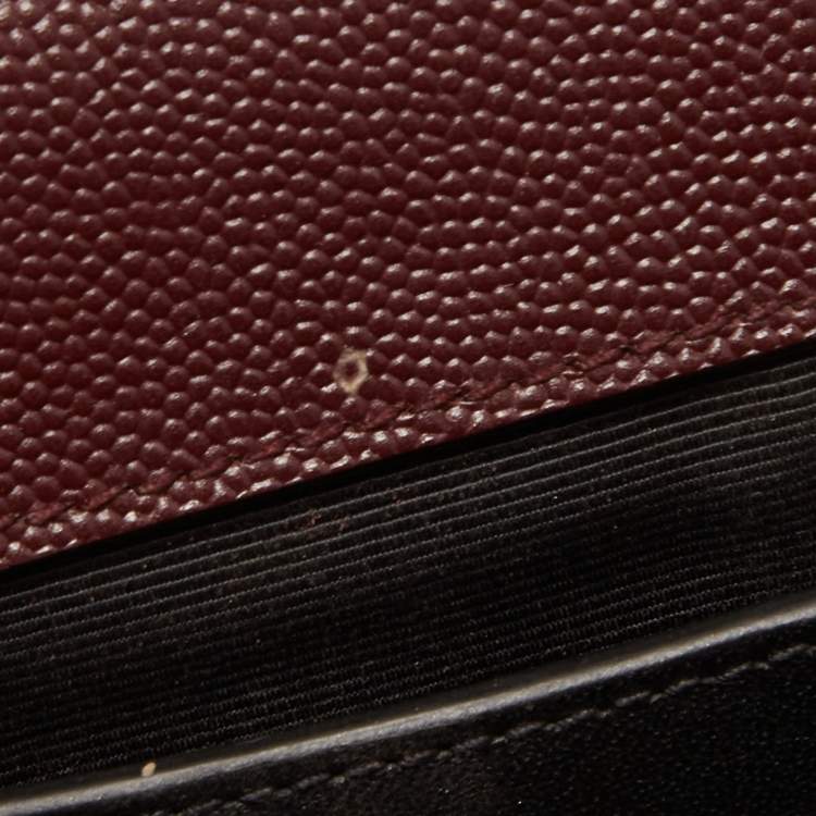 Pre Owned Saint Laurent Medium Burgundy Mix Matelasse Leather Medium Envelope Chain Bag