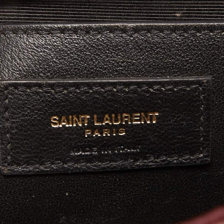 Pre Owned Saint Laurent Medium Burgundy Mix Matelasse Leather Medium Envelope Chain Bag