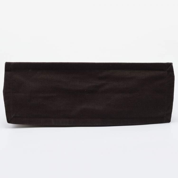 Pre Owned Saint Laurent Tri Color Linen and Leather Rive Gauche Shopper Tote 